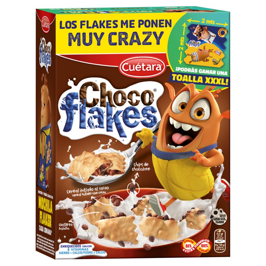 Galletas CUETARA Choco Flakes rellenas de cereales 520 g