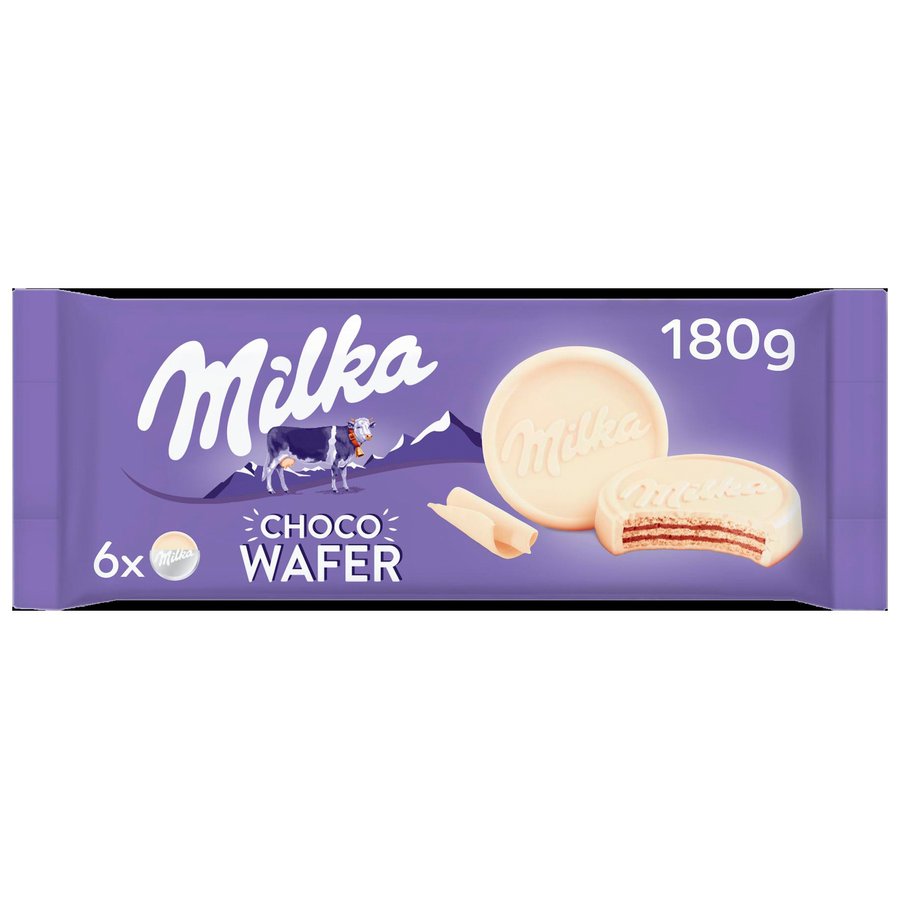 Galleta barquillo MILKA choco wafer choco blanco 180 g