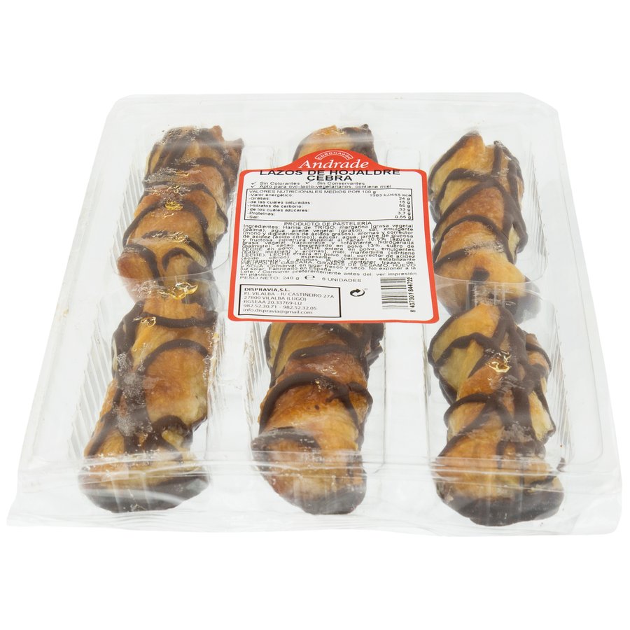 Lazos hojaldre cebra CORONA DE ANDRADE 6 unidades 350 g