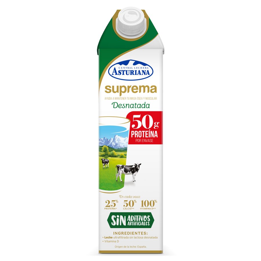 Leche sin lactosa desnatada C.L.ASTURIANA suprema 1 l