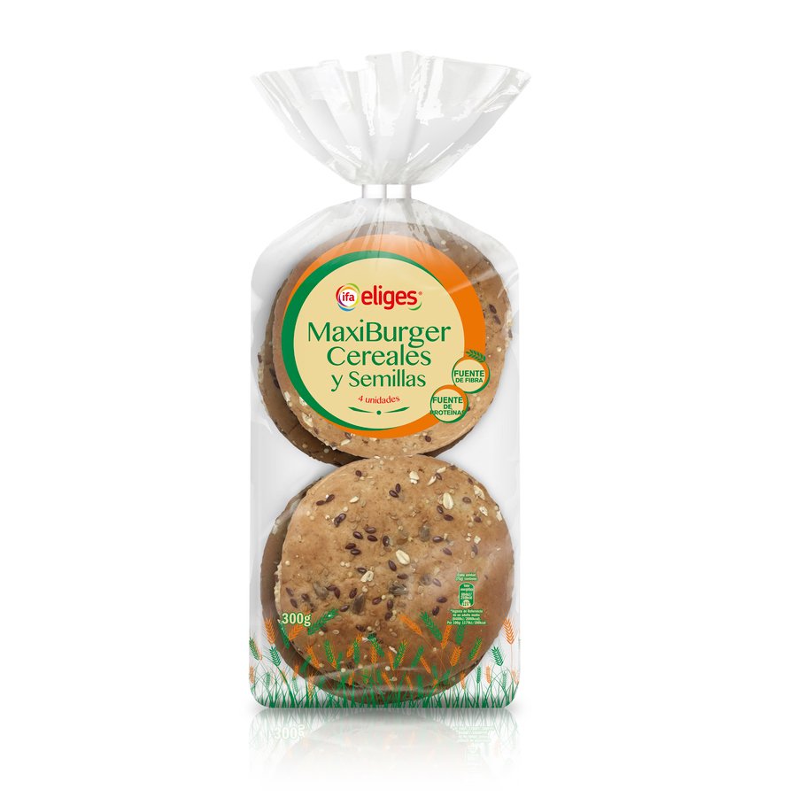 Pan maxi burger cereales y semillas IFA ELIGES 4 unidades 300 g