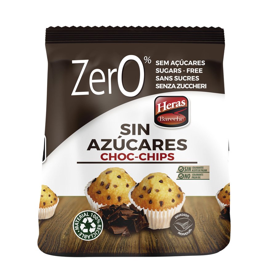 Magdalena sin azúcar choc chip HERAS 245 g