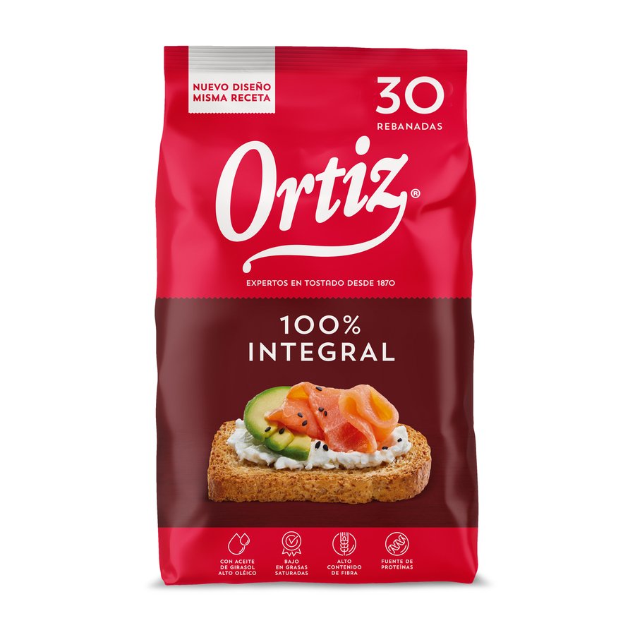 Pan tostado ORTIZ integral 30 rebanadas 324 g