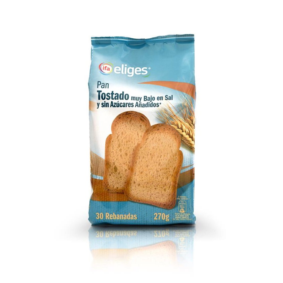 Pan tostado bajo sal sin azúcar añadido 30 rebanadas  IFA ELIGES 270 g