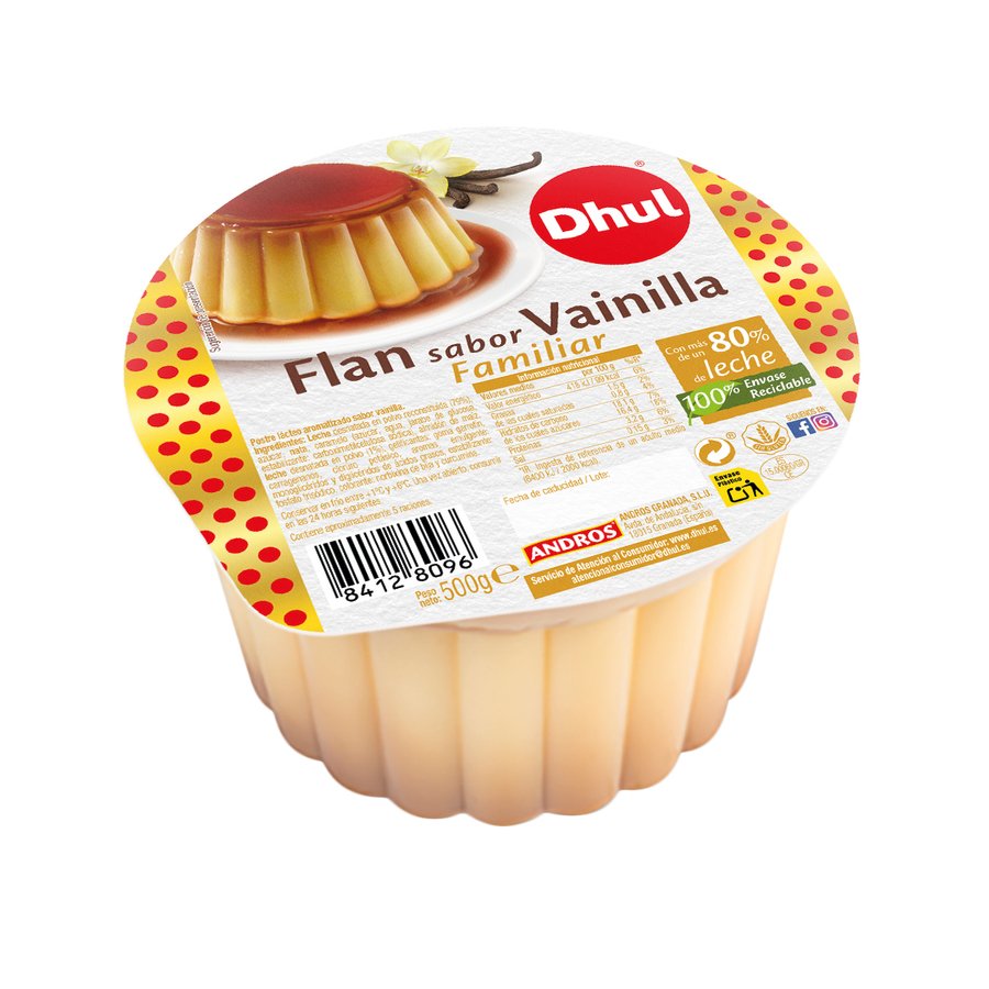 Flan DHUL vainilla familiar tarrina 500 g