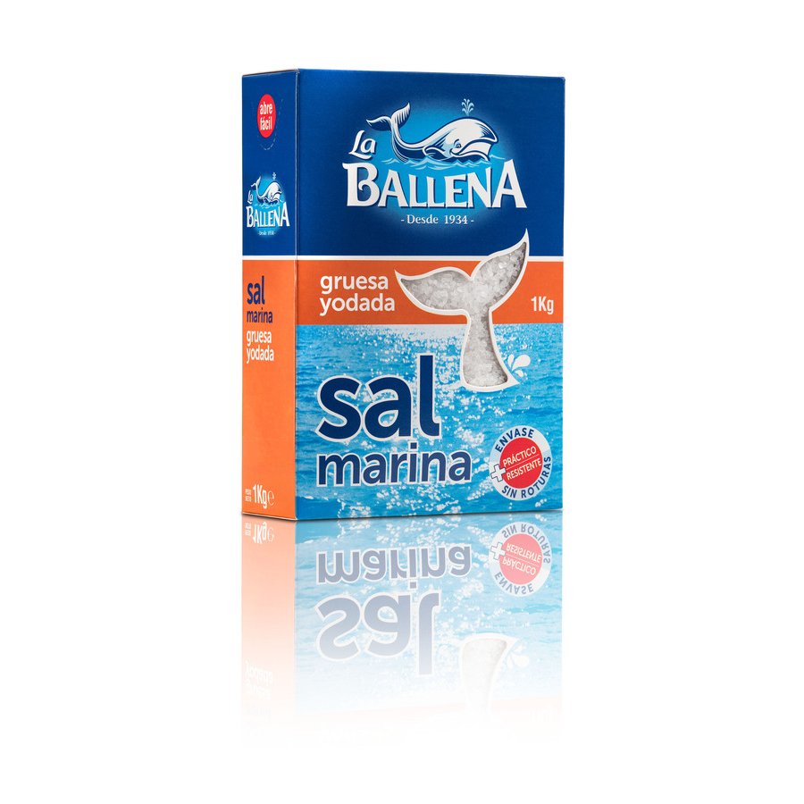Sal marina gruesa yodada LA BALLENA caja 1 kg