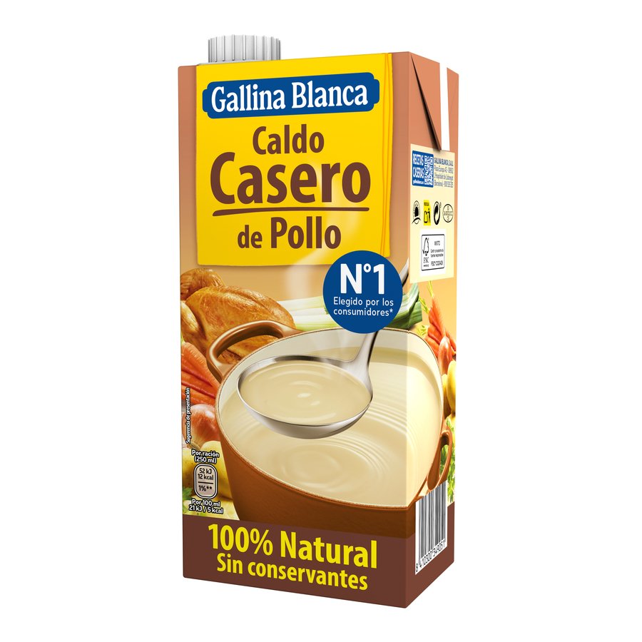 Caldo casero 100% natural GALLINA BLANCA pollo brik 1 l