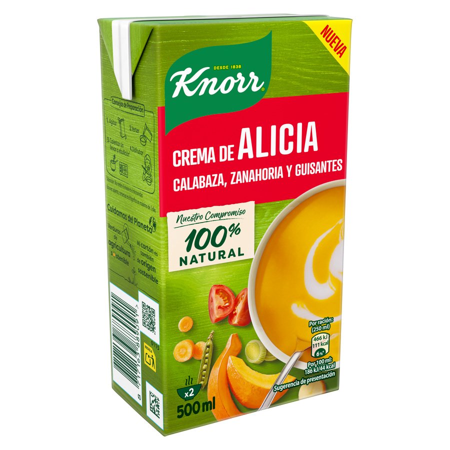 Crema Alicia KNORR ingredientes naturales 500 ml