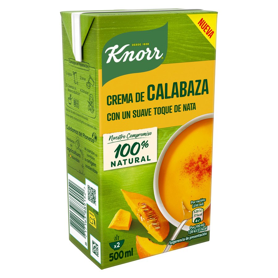 Crema calabaza con toque de nata KNORR ingredientes naturales 500 ml