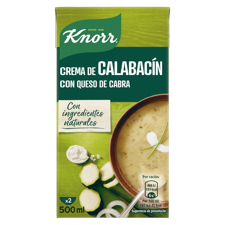 Crema calabacín-queso cabra con ingredientes naturales KNORR 500 ml