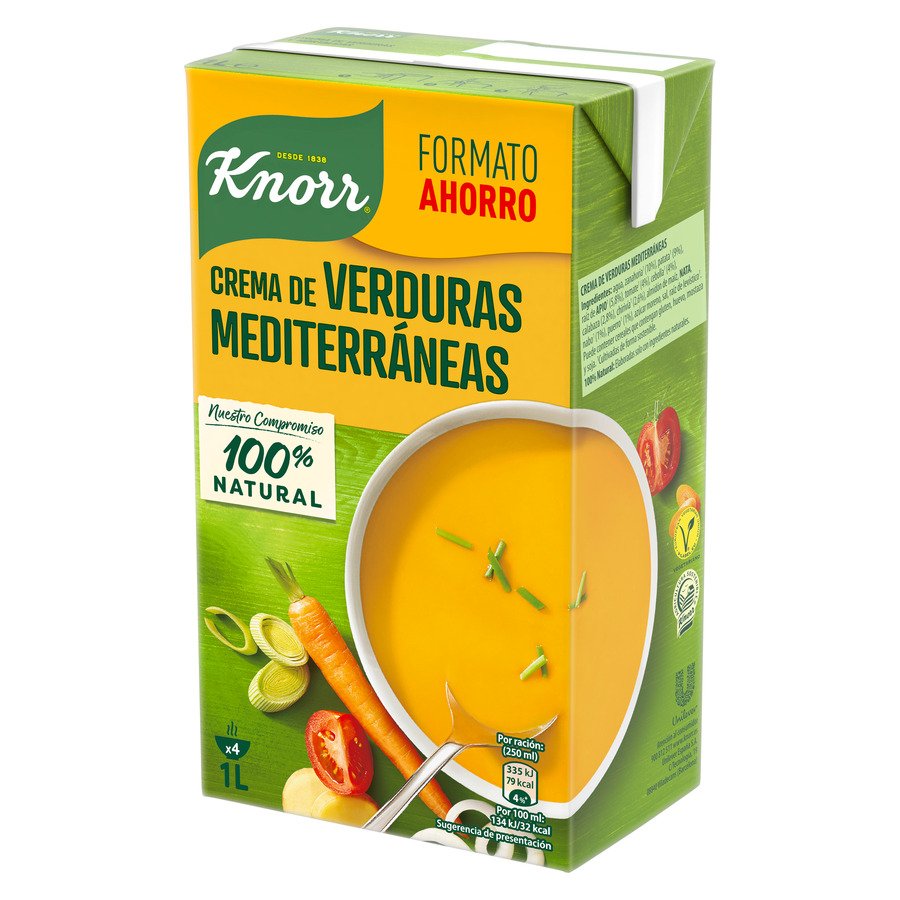 Crema verduras mediterráneas con ingredientes naturales KNORR 1 l.