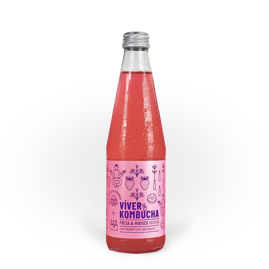 Kombucha VIVER fresa & hibisco 330 ml