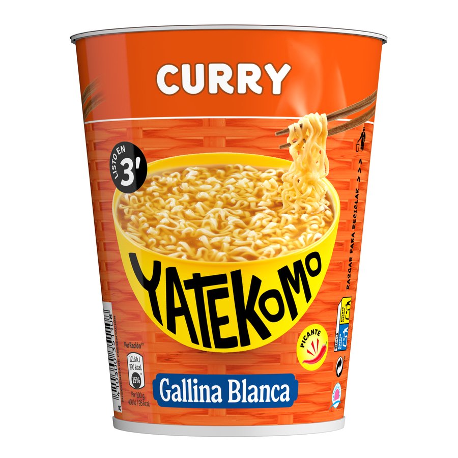Fideos orientales Gallina Blanca YATEKOMO curry vaso 61 g