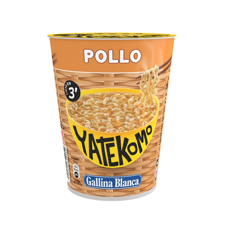 Fideos orientales Gallina Blanca YATEKOMO pollo vaso 60 g
