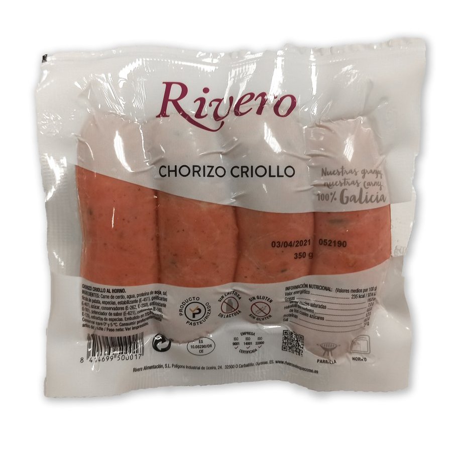 Chorizo criollo semicocido RIVERO 350 g