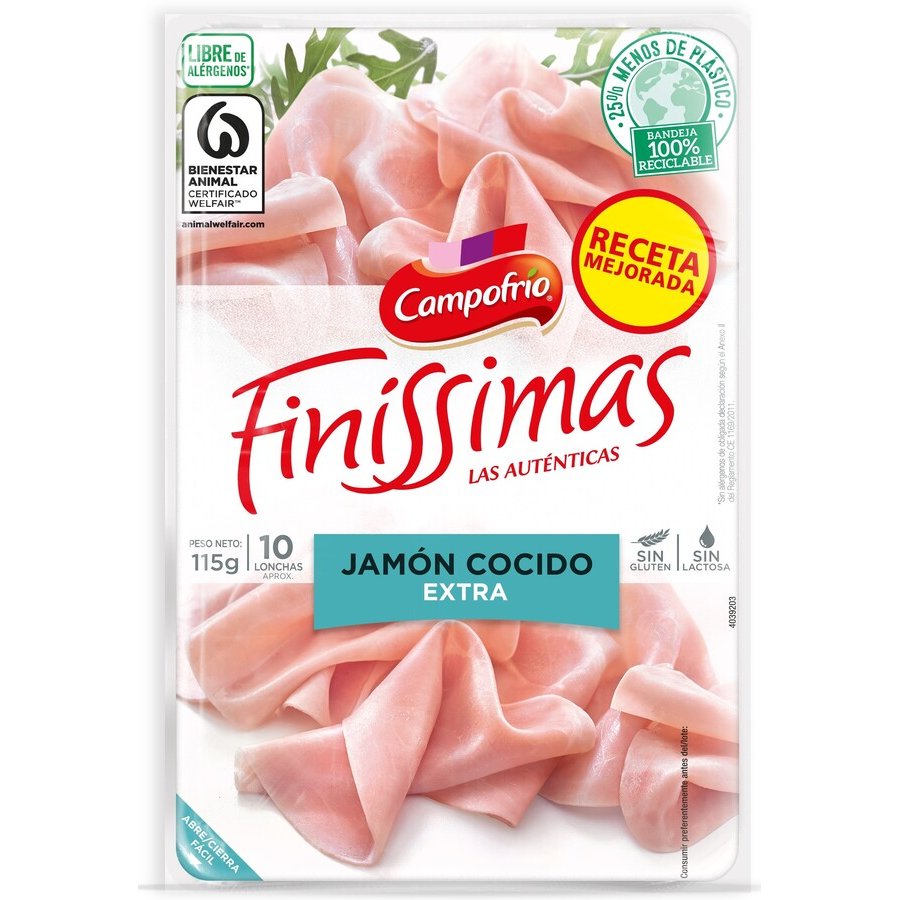 Jamón cocido CAMPOFRIO Finissimas lonchas sobre 115 g
