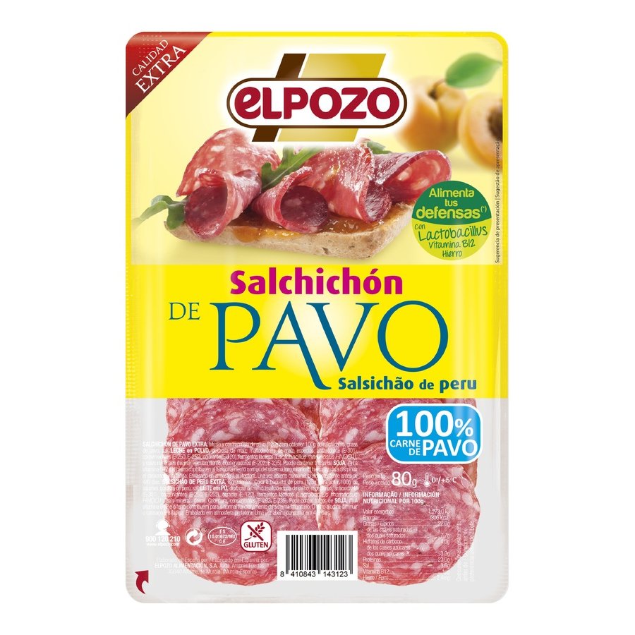 Salchichón de pavo 100% ELPOZO 80 g