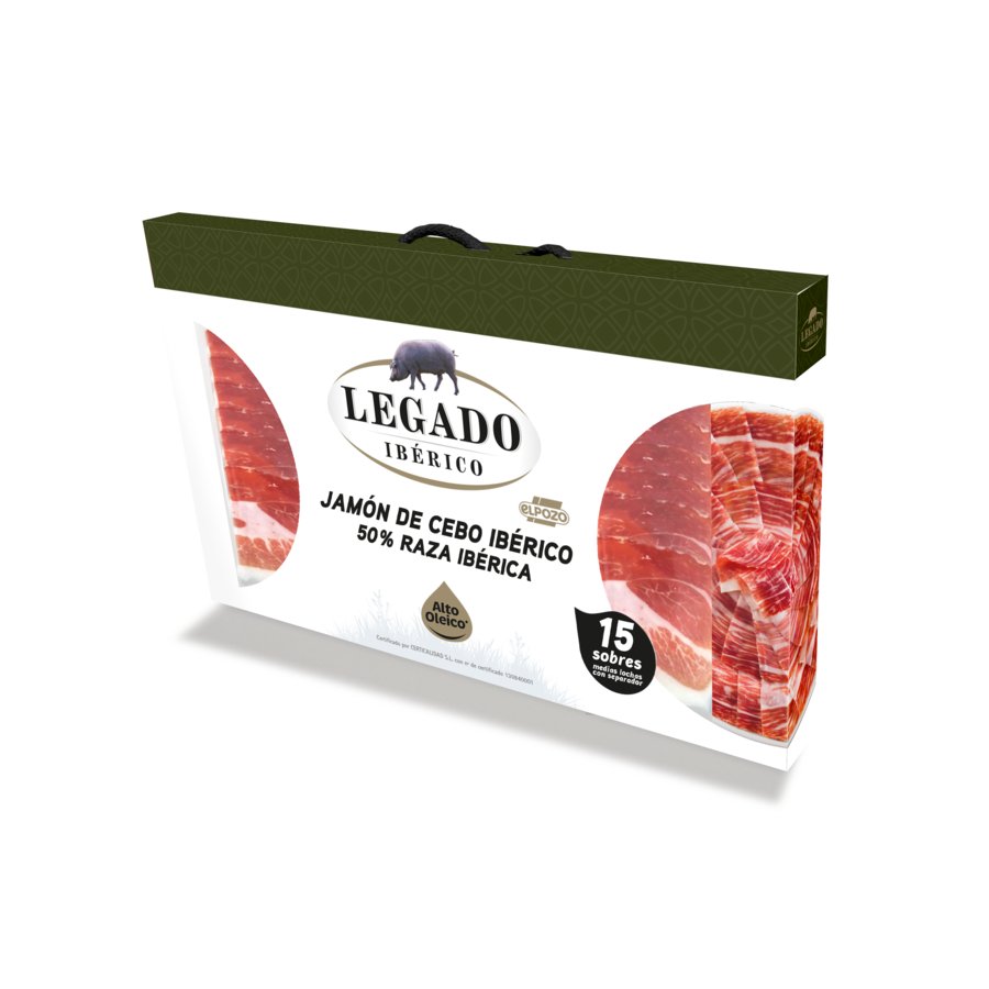 Jamón cebo 50% ELPOZO LEGADO IBERICO lonchas estuche 15x60 g