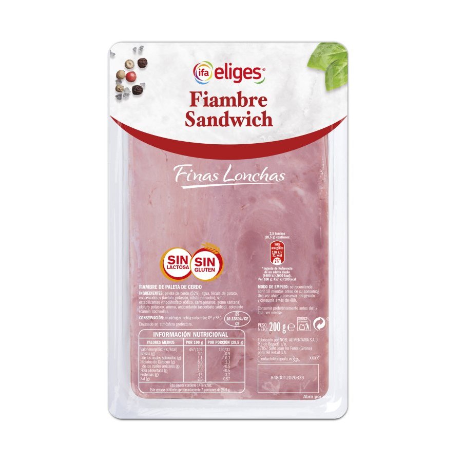 Fiambre sándwich IFA ELIGES 200 g