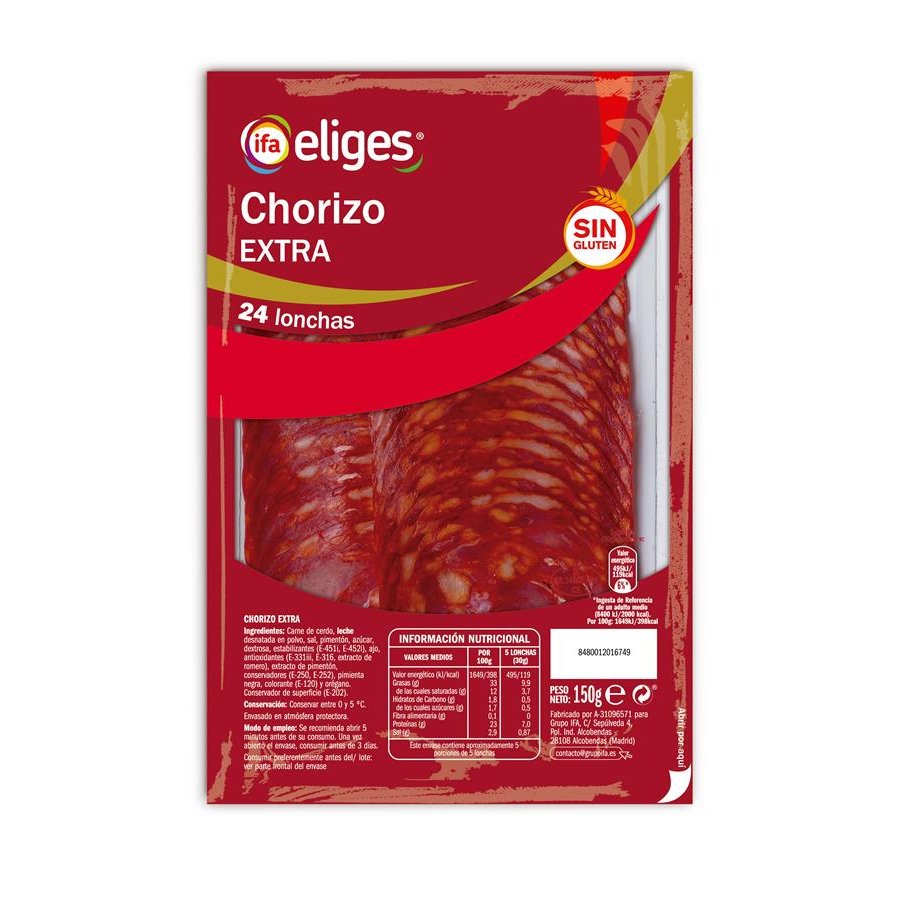 Chorizo extra lonchas IFA ELIGES 150 g
