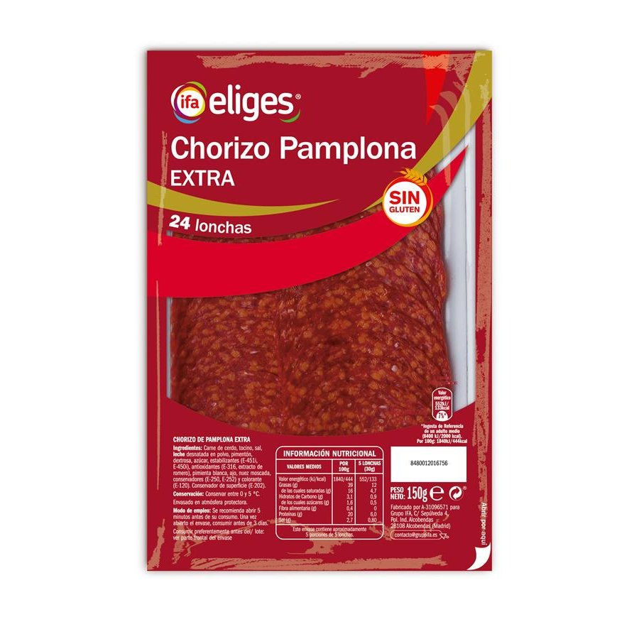 Chorizo Pamplona lonchas IFA ELIGES 150 g