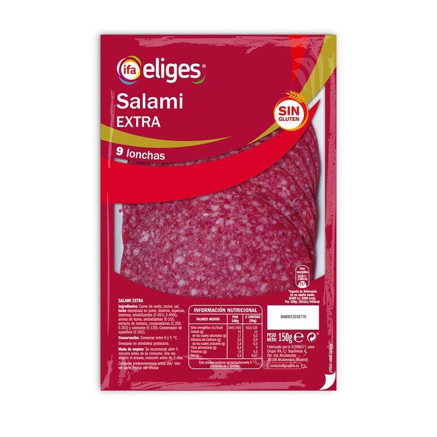 Salami extra IFA ELIGES lonchas 150 g