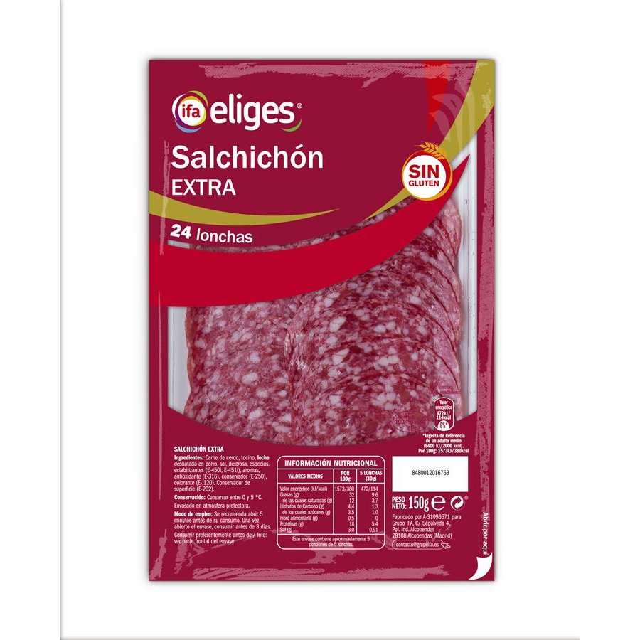 Salchichón extra lonchas IFA ELIGES 150 g
