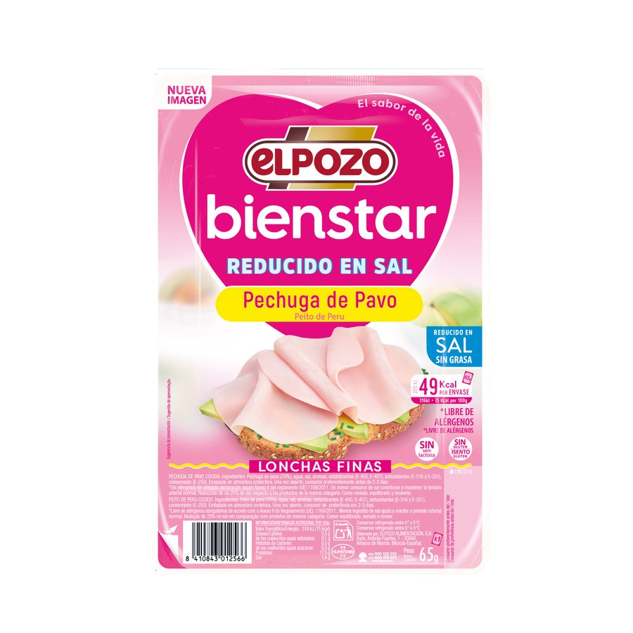 Pechuga pavo ELPOZO sin grasa reducida en sal lonchas 75 g