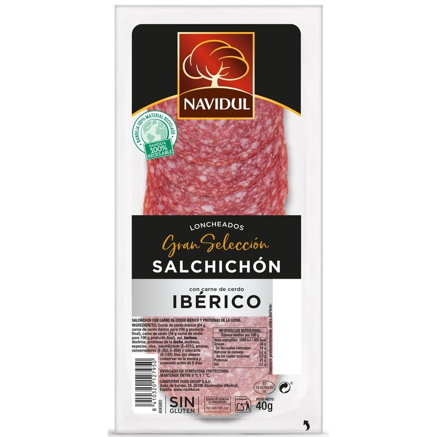 Salchichón ibérico NAVIDUL lonchas 45 g