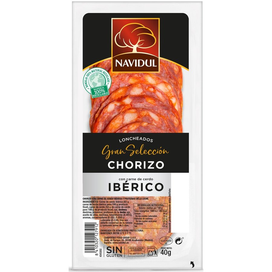 Chorizo ibérico NAVIDUL lonchas 45 g