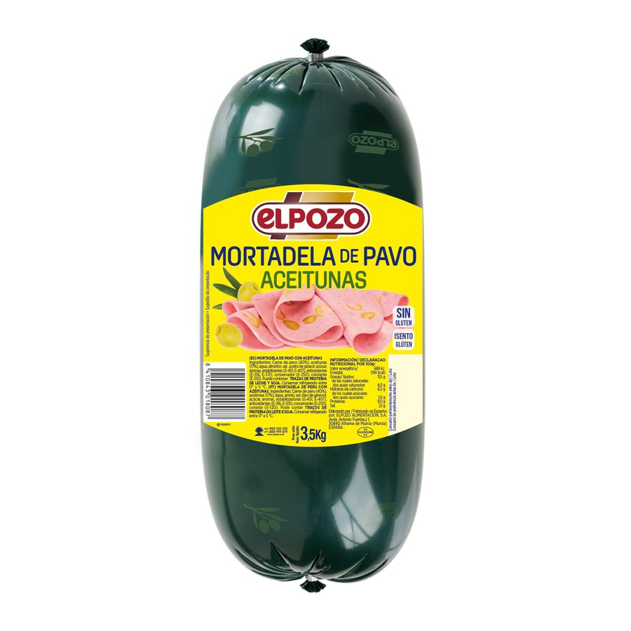Mortadela pavo aceitunas ELPOZO sin gluten kilo