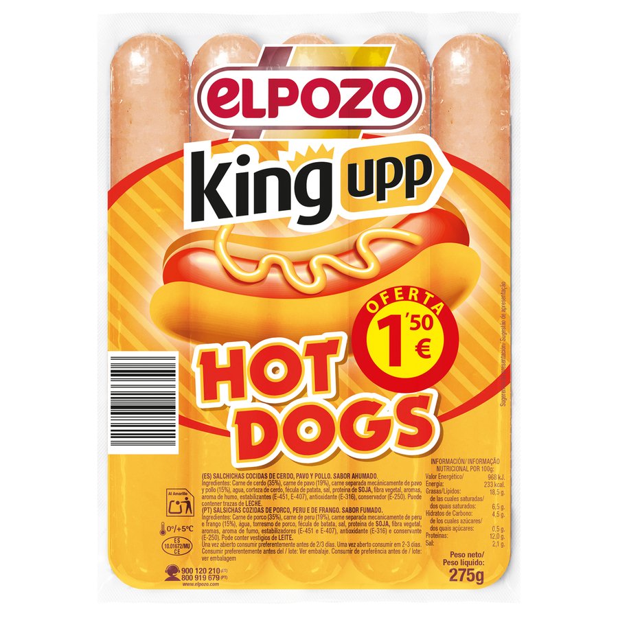 Salchichas ELPOZO Hot Dogs 5 unidades 275 g