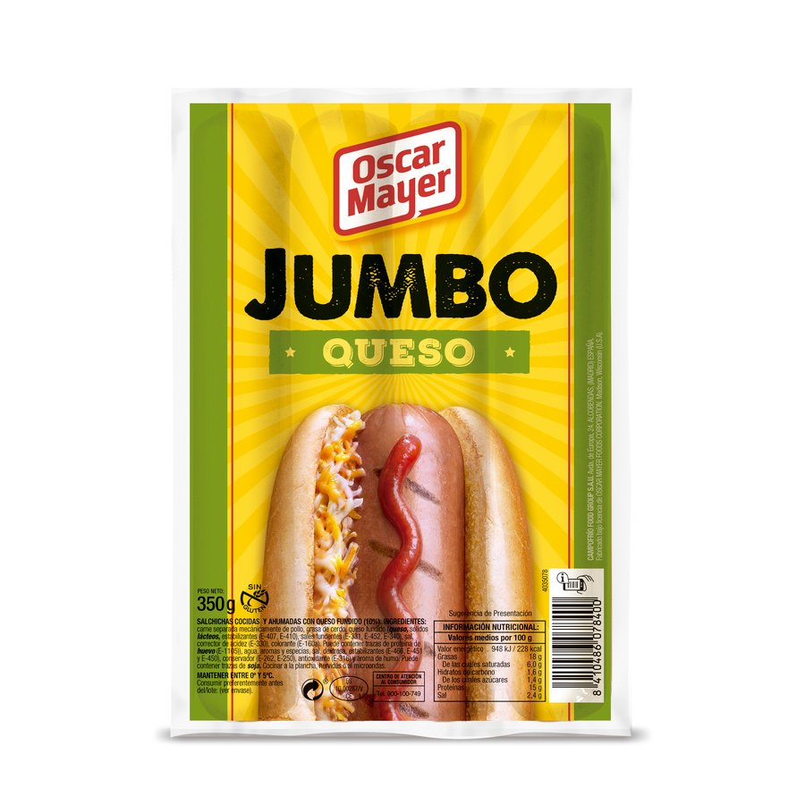 Salchichas OSCAR MAYER jumbo queso 350 g