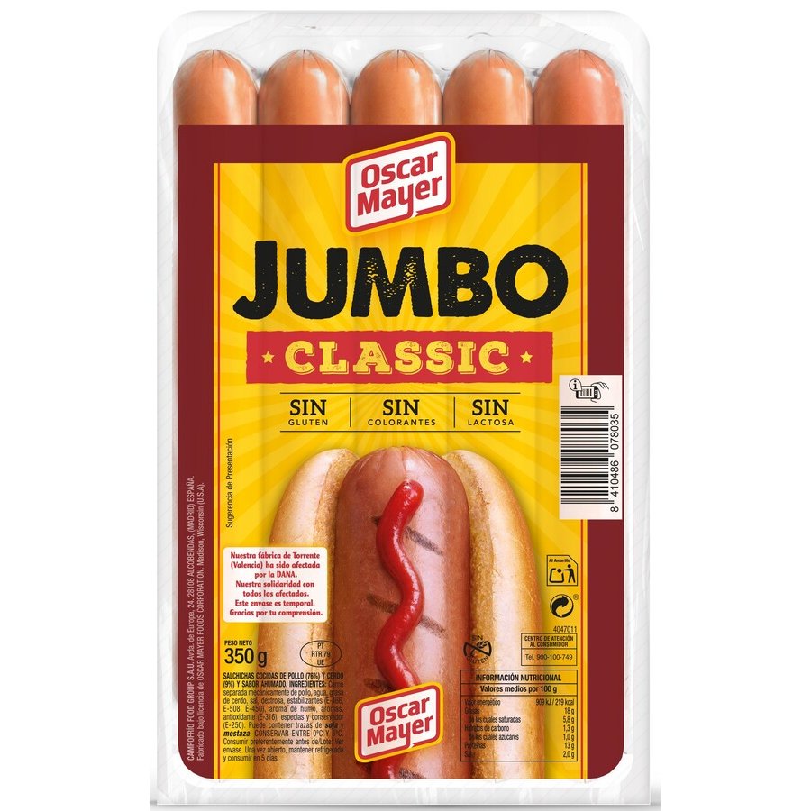 Salchichas OSCAR MAYER jumbo classic 350 g