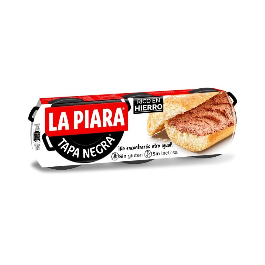 Paté LA PIARA tapa negra pack 3x87 g