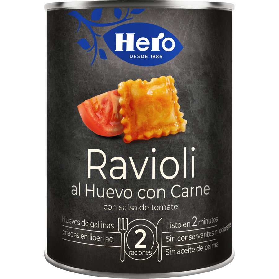 Raviolis al huevo con carne HERO  bote 420 g