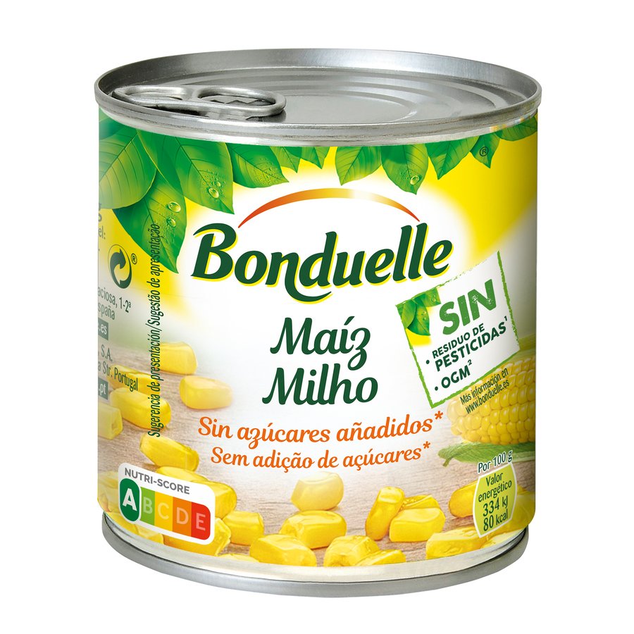Maíz BONDUELLE dulce sin azucares añadidos lata 285 g pne.