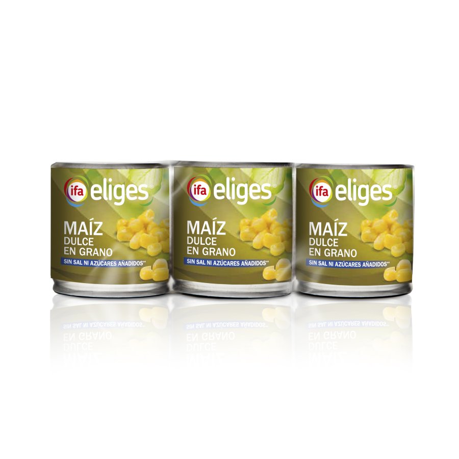 Maíz dulce en grano sin sal ni azúcar añadido IFA ELIGES 3X140 g