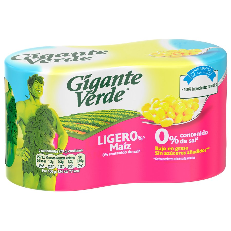 Maíz GIGANTE VERDE ligero pack 2X140 g pne