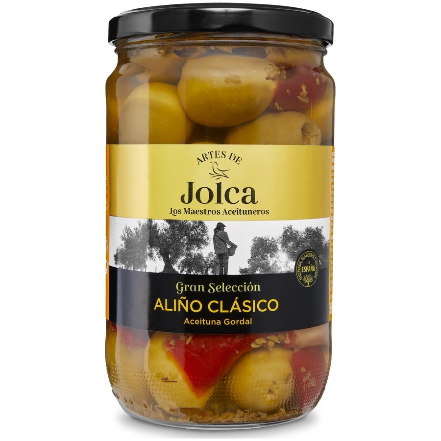 Aceituna gordal sin hueso aliñada JOLCA frasco 360 g pne.