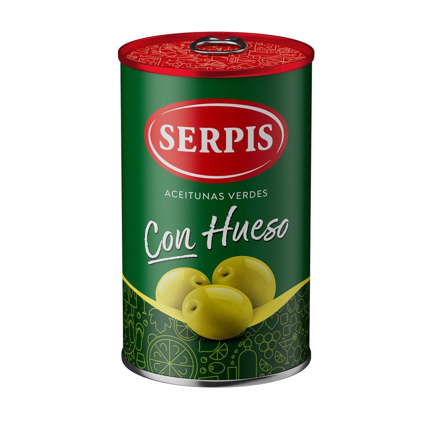 Aceituna verde manzanilla con hueso SERPIS 160 g pne
