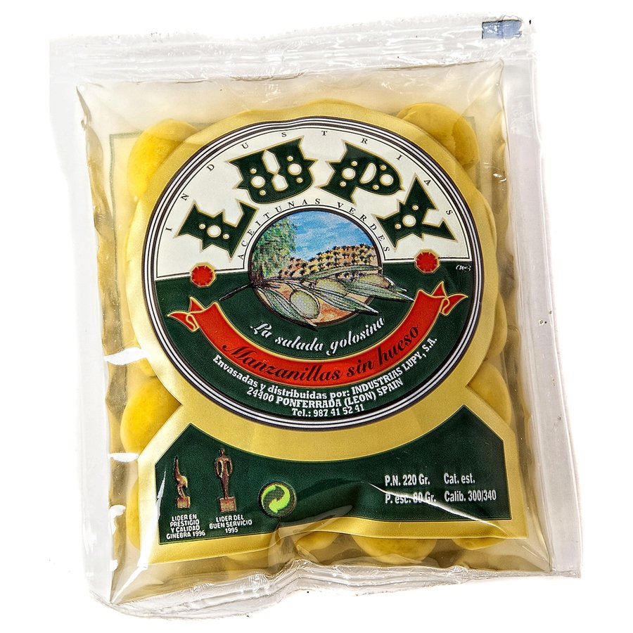 Aceituna verde sin hueso manzanilla LUPY bolsa 80 g pne