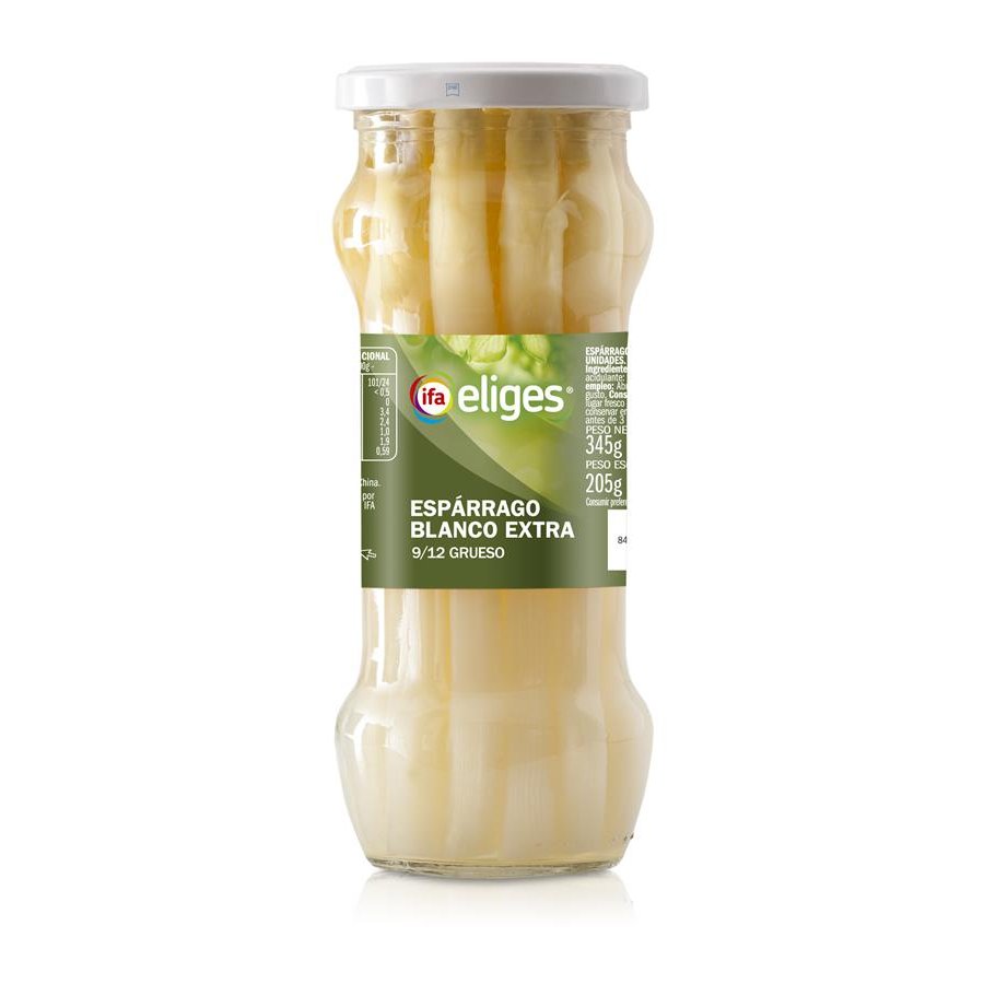 Espárragos blancos extra 9/12 gruesos IFA ELIGES frasco 205 g pne.