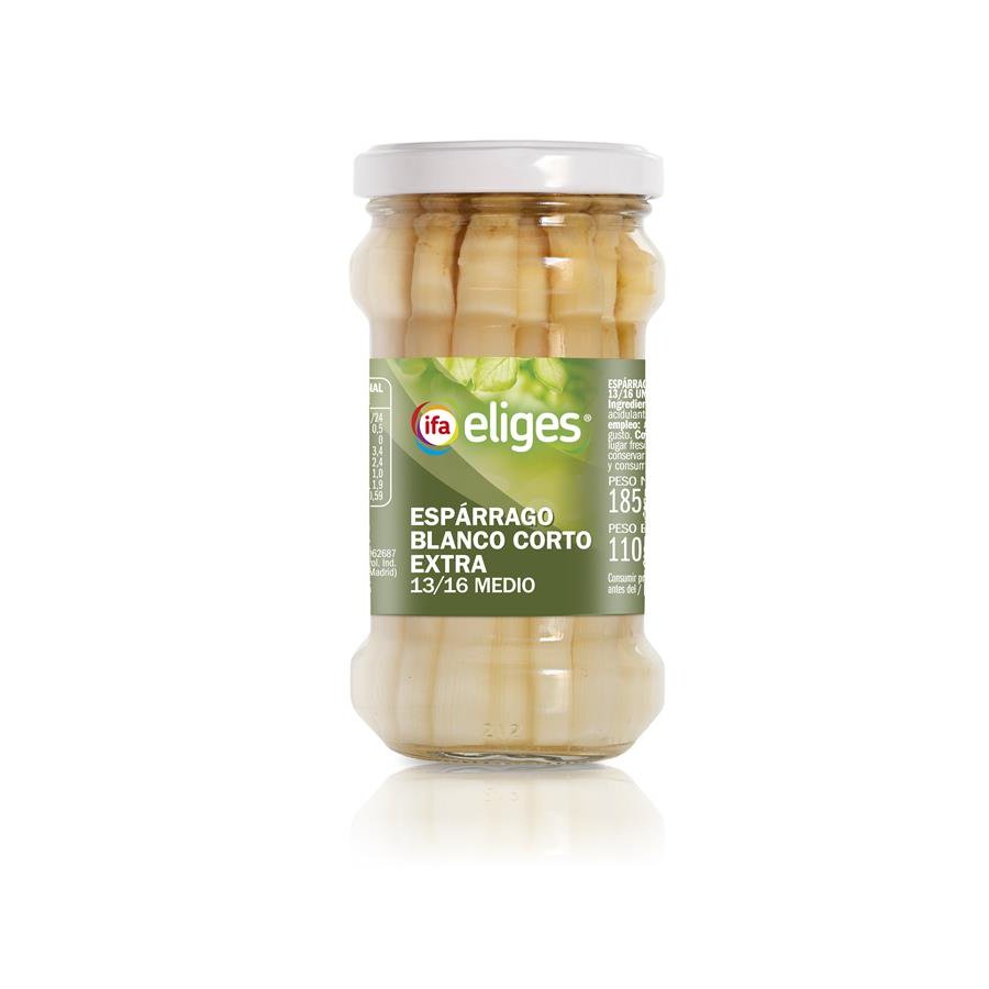 Espárragos blancos cortos extra 13/16 IFA ELIGES frasco 110 g pne.