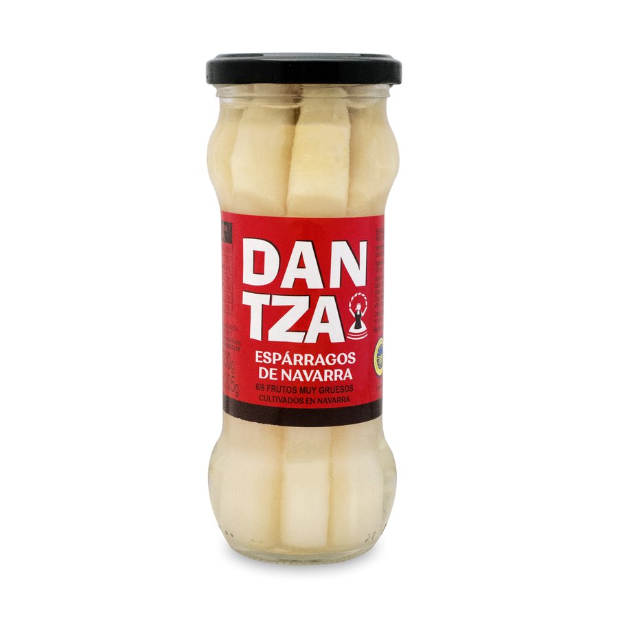 Espárragos blancos extra 6/8 muy gruesos DANTZA (IGP.Espárrago de Navarra) frasco 205 g pne.