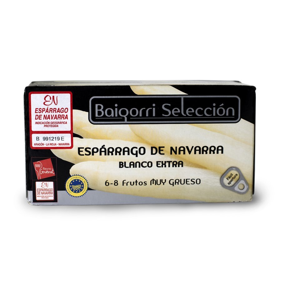 Espárragos blancos extra 6/8 muy gruesos BAIGORRI (IGP.Espárrago de Navarra) lata 250 g pne.