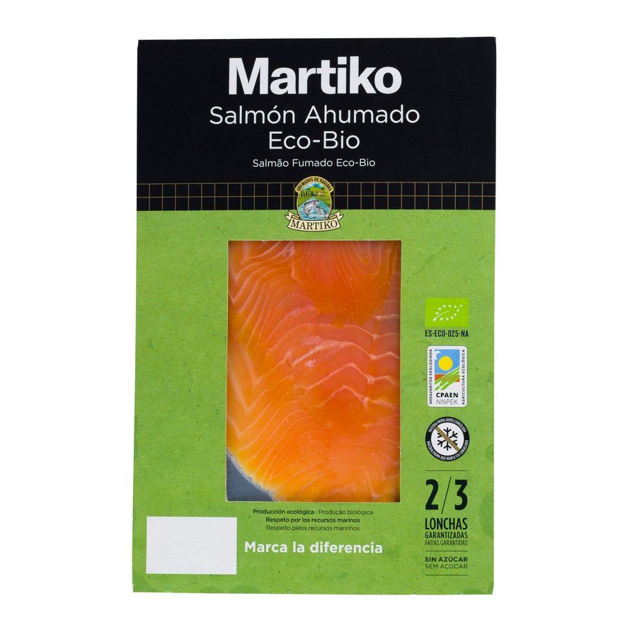 Salmón ahumado ecológico MARTIKO sobre 80 g