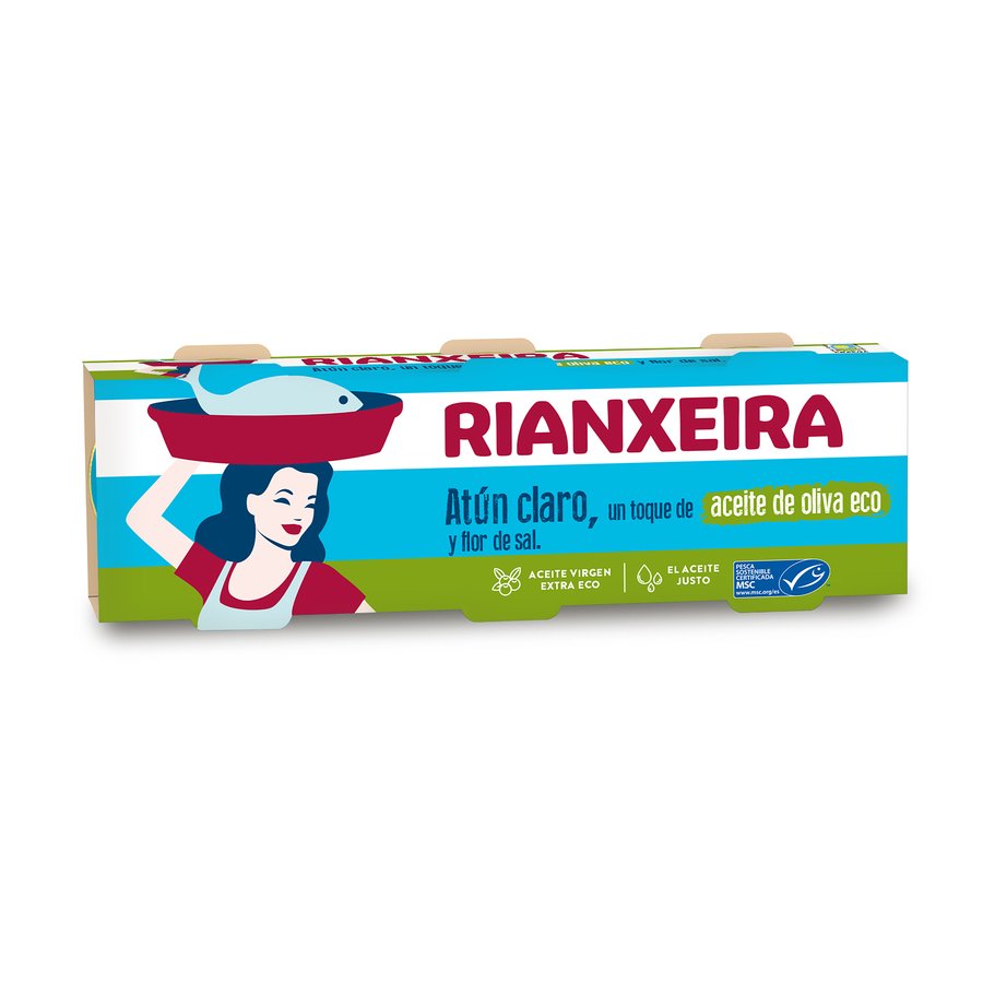 Atún claro aceite de oliva virgen RIANXEIRA 3X65 g pn