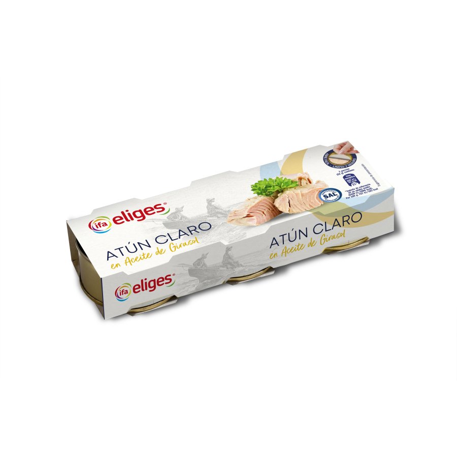 Atún claro aceite girasol reducido en sal IFA ELIGES 3X70 g