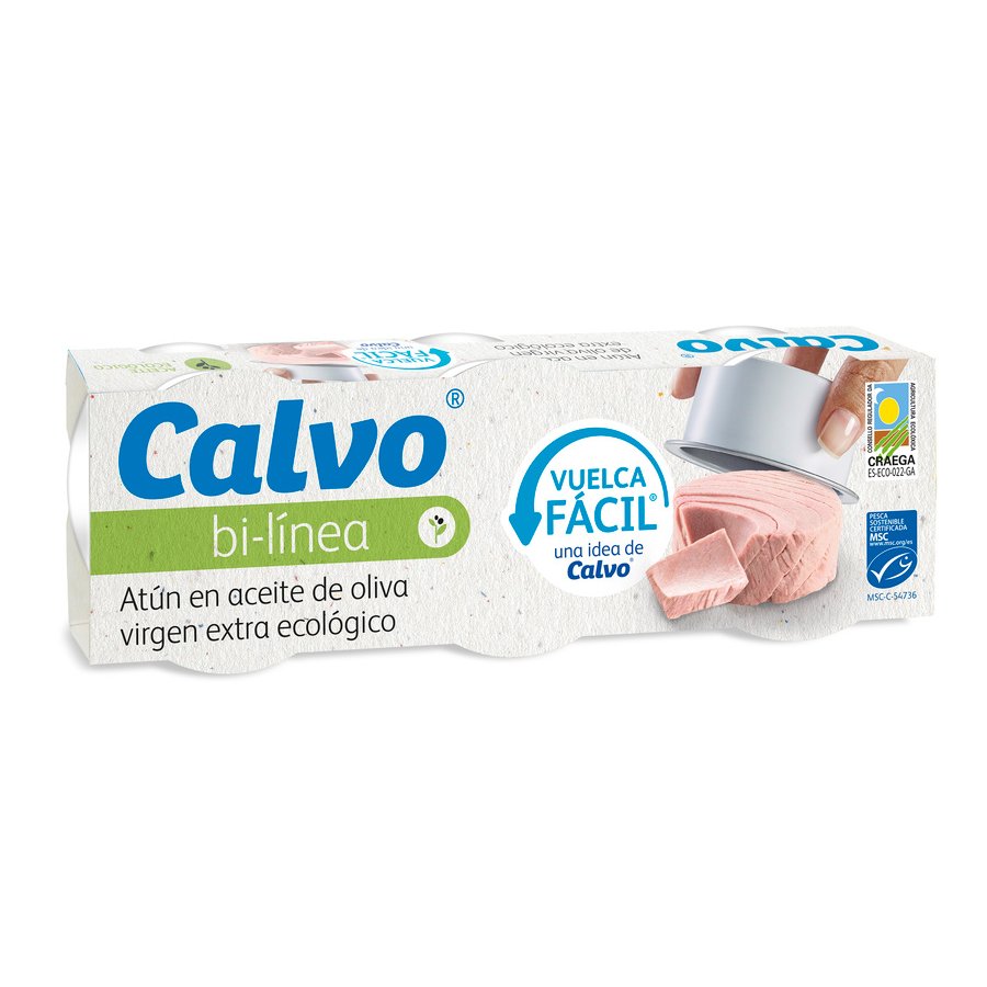 Atún CALVO eco aceite oliva virgen extra ecológico pack 3x65 g pn.